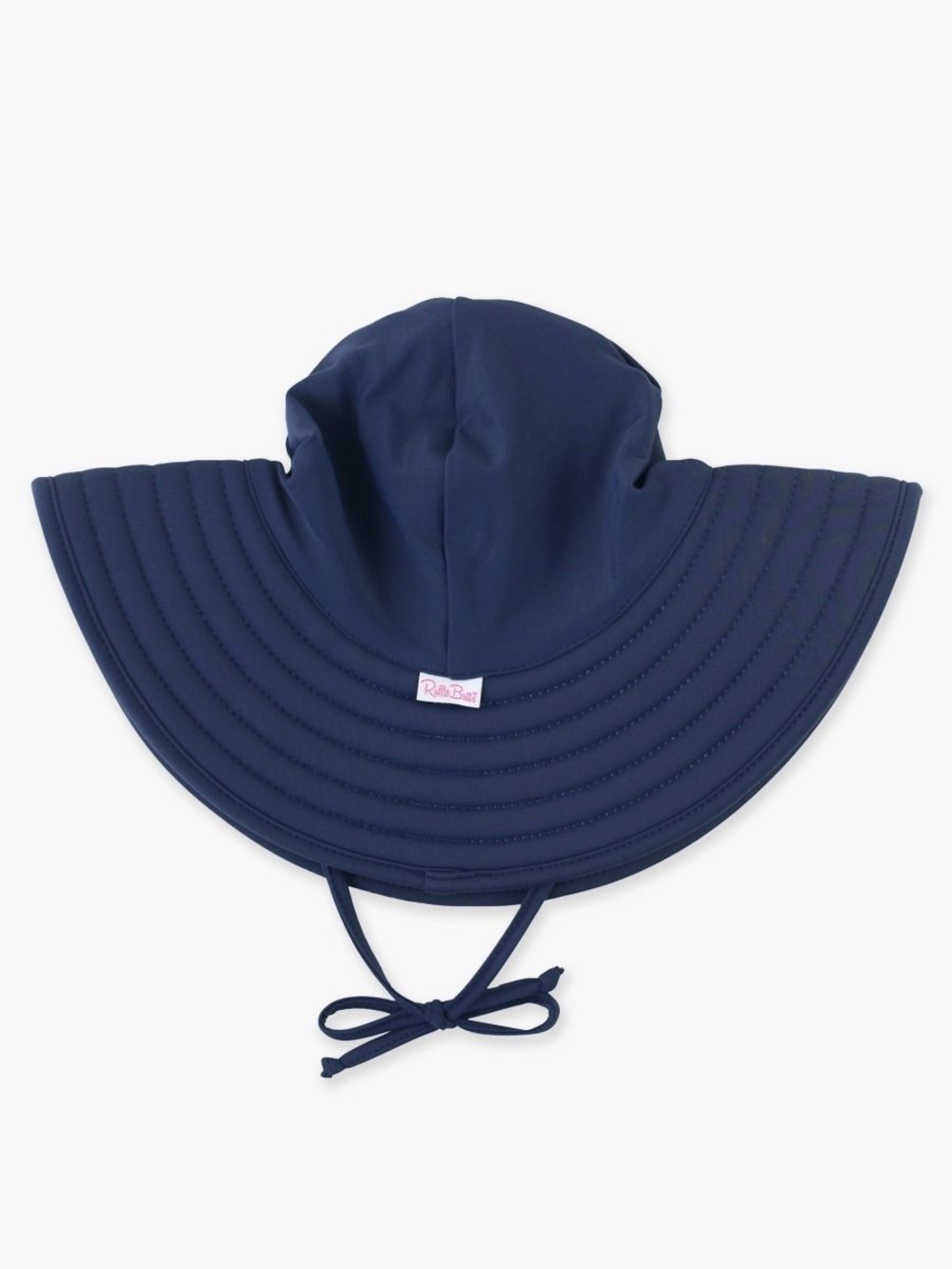 Ruffle Butts Navy Swim Hat Wide-Brim Kids Sun Hat UPF 50+ Chin Tie Size 3T-5 NWT